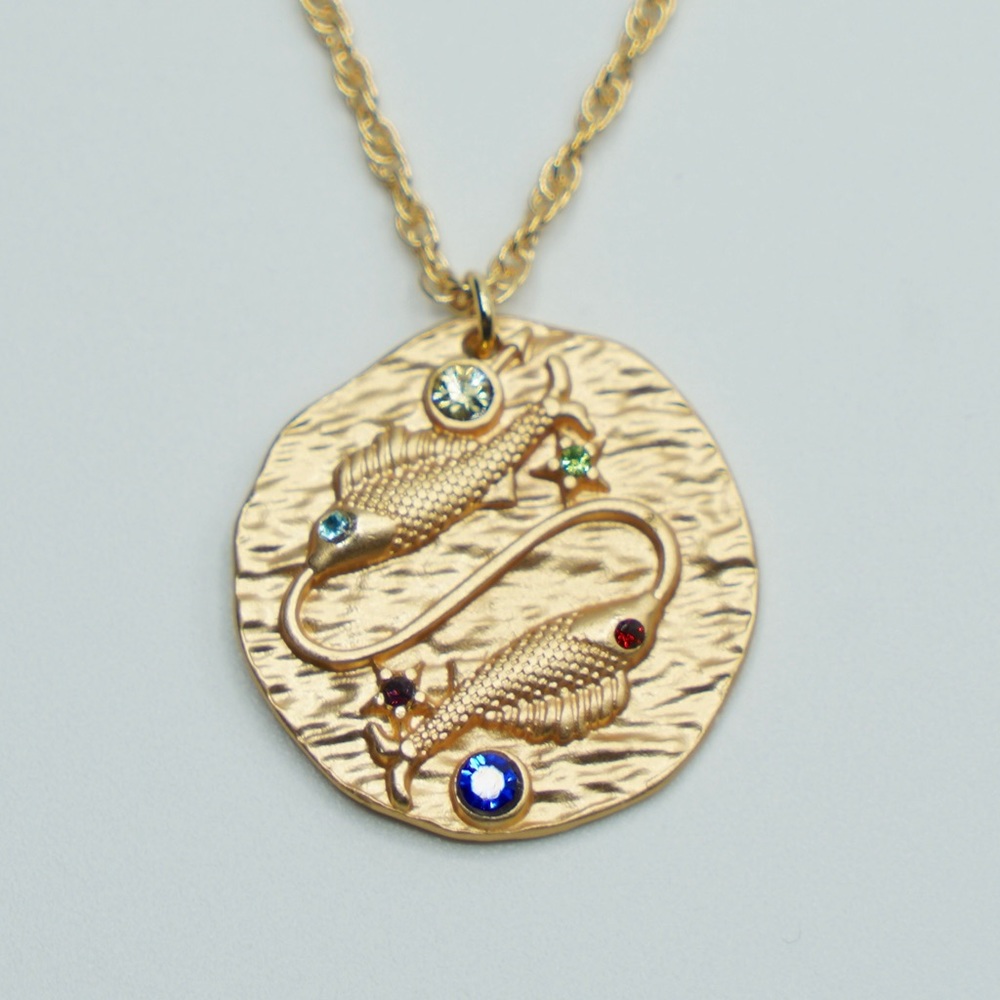 Zodiac PISCES coin necklace horoscope astrology